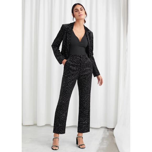 & Other Stories Tailored Velvet Sequined High Rise Trousers - Picture 1 of 9